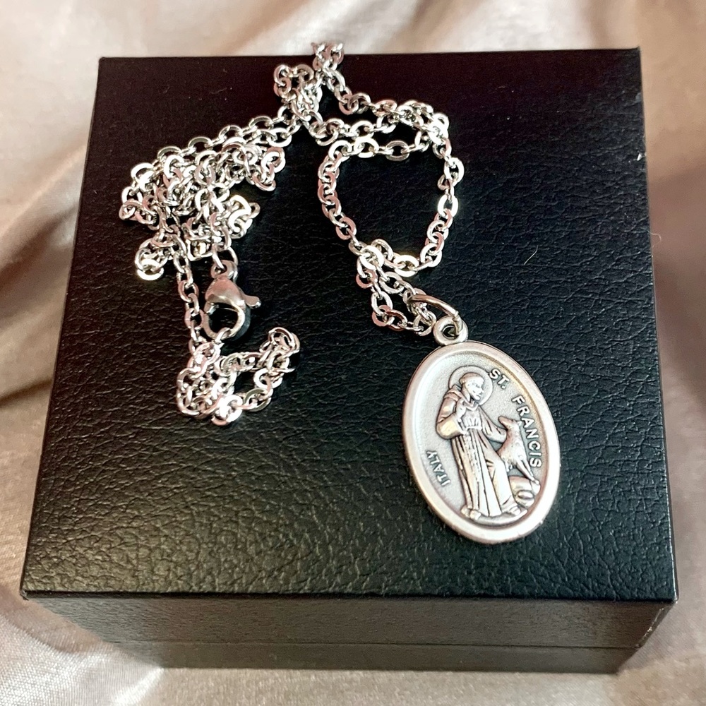 Silver St. Anthony/St. Francis Silver Necklace